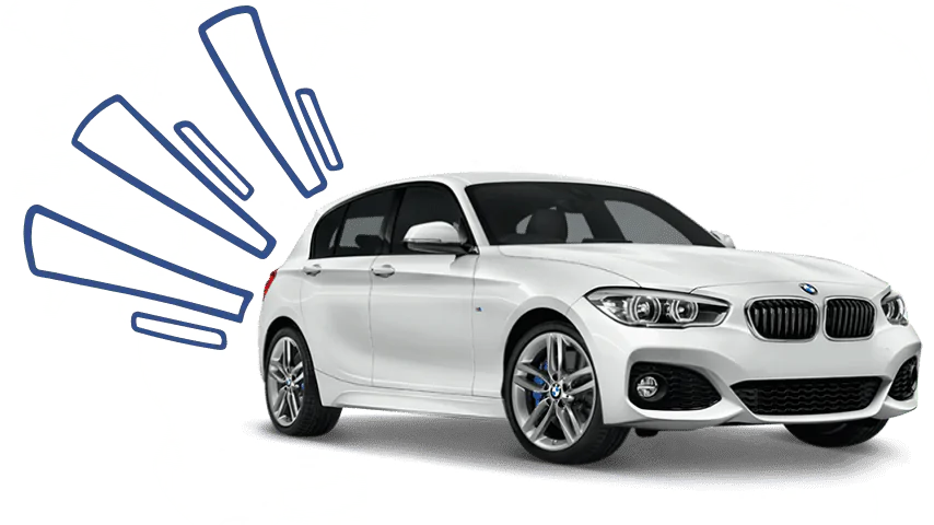 Autopfand Wien mit sofortiger Auszahlung – weißer BMW symbolisiert unkomplizierten Sofortkredit, Bewertung und Barauszahlung innerhalb weniger Stunden